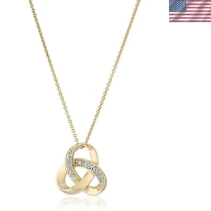 Luxurious 18K Gold over Sterling Silver Knot Pendant with Diamonds - 0.02 Carats - Picture 1 of 4