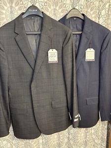 NWT! Jos A Bank Blazer Mens 42R Suit Jacket Wool Grey & Navy Slim Fit - No Pants - Picture 1 of 14