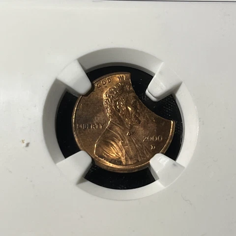 2000 D 1C ERROR NGC MS 62 RB 25% CURVED CLIP LINCOLN PENNY Cover