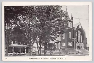 Postal cromada vista a la calle The Rectory & St. Thomas Aquinas Derry New Hampshire - Imagen 1 de 2