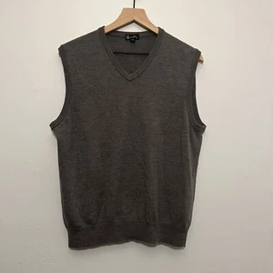 J. Crew Sweater Vest XL Mens Merino Wool V Neck Sleeveless Solid Gray - Picture 1 of 5