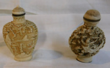 Antique older CHINESE snuff bottle(S)~one signed with metal bottom~2 7/8", 3"
