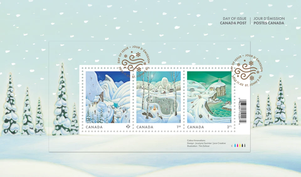 Escenas de invierno Canada Post Holiday 2023 FDC Foto 1 de 2