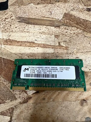 Micron 512mb  memory MT8HTF6464HDY-40EB3, DDR2 400 CL3, PC2-3200S-333-12-A0 - Image 1 of 2