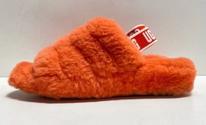 UGG Women's Orange Fluff Yeah Sandals Size 8 - Picture 1 of 7