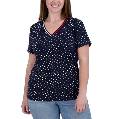 Tommy Hilfiger женщин v-образным вырезом рубашка с коротким рукавом, темно-синий, размер XL - Изображение 1 из 4