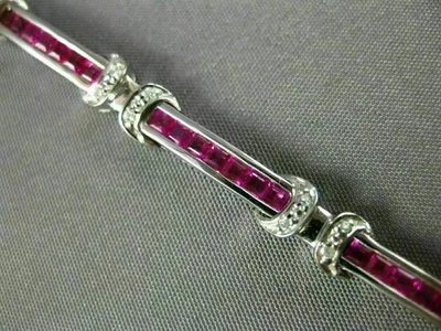 Brazalete de tenis de diamantes rubí rosa creado en laboratorio por princesa de 6 quilates enchapado en oro blanco de 14 quilates Foto 1 de 4