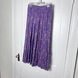 Vintage 90er Liz Claiborne lila Paisley Blumen Plissee Swing Midirock Gr 8 - Bild 1 von 6