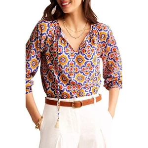 Neu ohne Etikett Boden Serena Print Tie Neck Top Blumendruck Langarm Bluse Top 16/18 - Bild 1 von 8