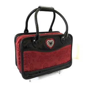 Borsa da viaggio cosmetica Brighton vintage Lansky toilette media nera rossa coccodrillo - Foto 1 di 16