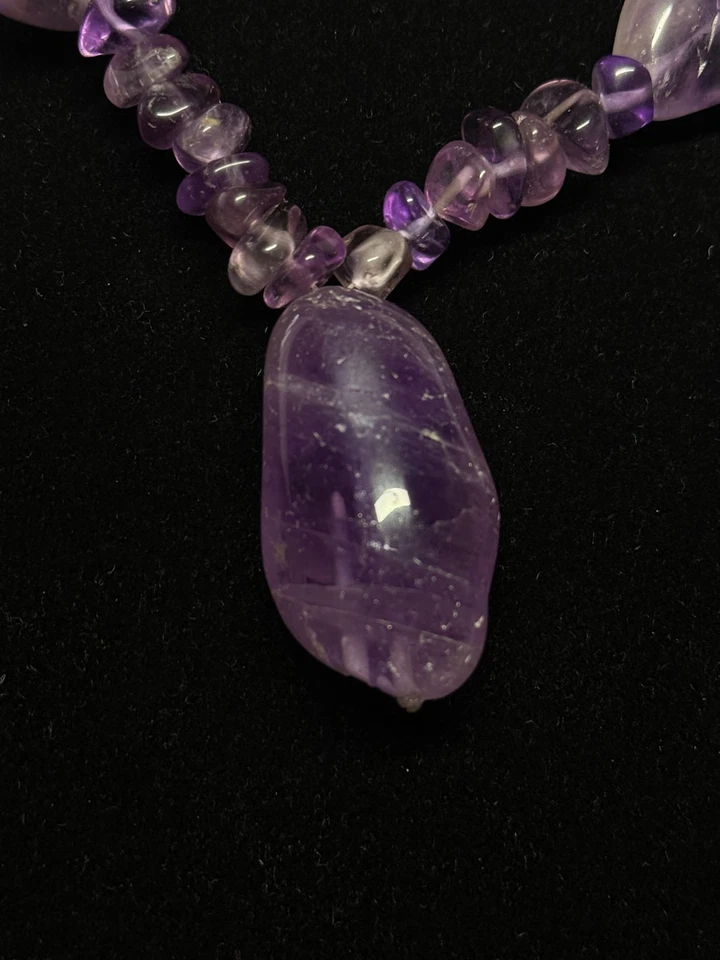 Collar de amatista natural con colgante grande Foto 1 de 4