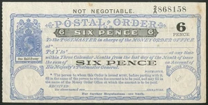 Postal Order, Edward VII, 6 pence, (1903), no issuing stamp (Cribb 2101) - Picture 1 of 2