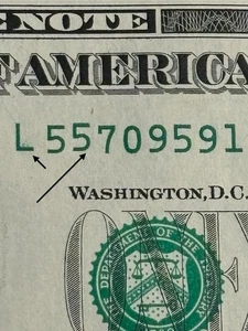 2021 Unc. S.F. $1 Bill High 55 Gas Pump Error & Green Inkwell Spill  - Picture 1 of 3