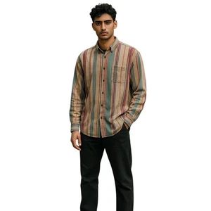 Insight Long Sleeve Shirt Men Size Large Multicolour Stripe Casual Button Down - Picture 1 of 11