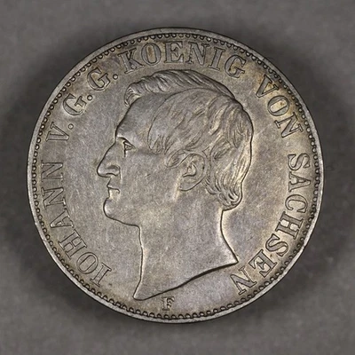 1859 F Saxony German States Silver Thaler - Image 1 of 2
