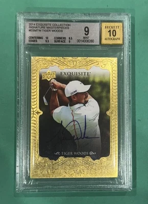 2014 UD EXQUISITE GOLF TIGER WOODS SIGNATURE MASTERPIECES BGS 9 AUTO 10 - Image 1 of 2