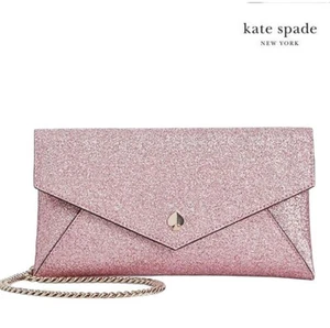 Kate Spade Burgess Rose Gold Pink Glitter Clutch with Chain Strap - Picture 1 of 10