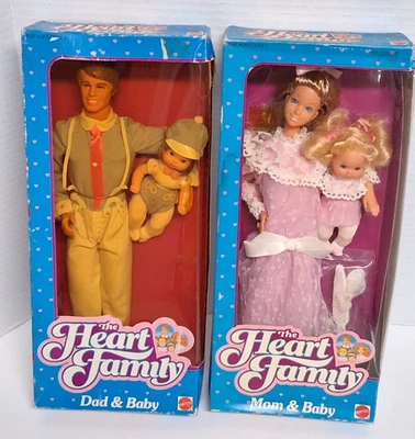 Vintage 1984 Heart Family Mom Baby & Dad Baby Dolls by Mattel Lot 2 - Image 1 of 4