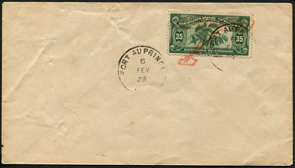 Lindbergh Airmail Haiti Port au Prince 1928 CTO Cover Orange Plane Postmark USA - Image 1 of 1