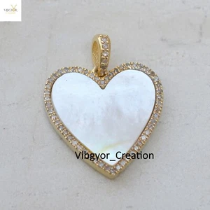 Pflasterstein Diamant Herz Anhänger Perle Liebe Schmuck vergoldet 925 Massiv Silber Charm - Bild 1 von 7