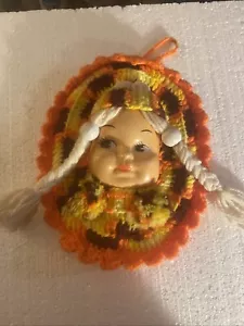 Vintage Crocheted Plastic Doll Face Pot Holder - Picture 1 of 8