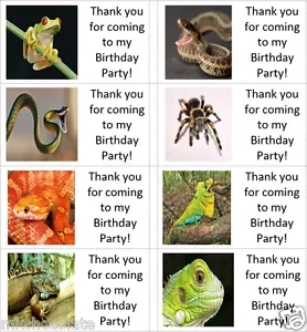 40x Etiquetas/pegatinas/cumpleaños/fiesta/pastel/dulces/bolsas personalizadas de reptiles/serpientes - Imagen 1 de 1