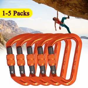 30KN Screwgate Locking Aluminum Rock Climbing Carabiner Clip D-Ring Hook Buckle - Picture 1 of 14