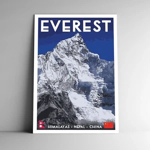 Everest Travel Poster / Postcard Himalayas Nepal China Mount Multiple Sizes - Picture 1 of 4