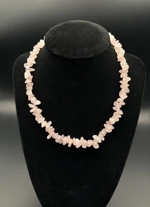 Rose Quartz Crystal Stone Bead Strand Choker Necklace Healing Love Gemstone 16" - Picture 1 of 8