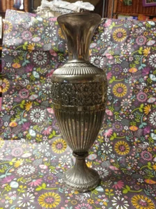 JARRA DE PELTRE ITALIANA DE COLECCIÓN DISEÑO FLORAL ADORNADA ENCHAPADA EN PLATA - Imagen 1 de 9