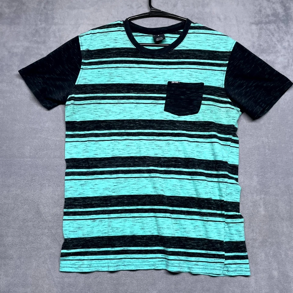 Camiseta Pullover Zoo York Y2K Para Hombre Mediana Negra Verde Rayas Algodón Cuello Redondo Foto 1 de 4