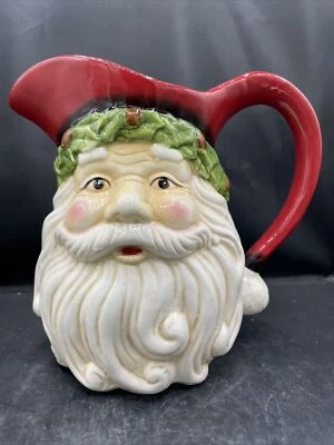 Old world Santa Pitcher Christmas Milk Cookies Hot Cocoa Coffee Bar Water Decor - Image 1 of 4