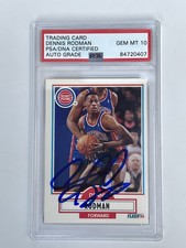 Dennis Rodman Signed 1990 Fleer Card PSA/DNA AUTO GEM MINT 10 AUTOGRAPH