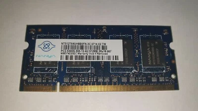 nanya 512mb RAM MEMORY DDR2-2Rx16 PC2-5300S-555-12-a2  NT512T64UH8B0FN-3C.0714. - Image 1 of 2
