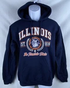 Gildan Heavy Blend Illinois The Prairie State Navy Hoodie Size S NWT - Picture 1 of 6