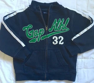 Gap Kids navy blue athletic sweatshirt logo jacket XS 4-5 zip up winter - Picture 1 of 4