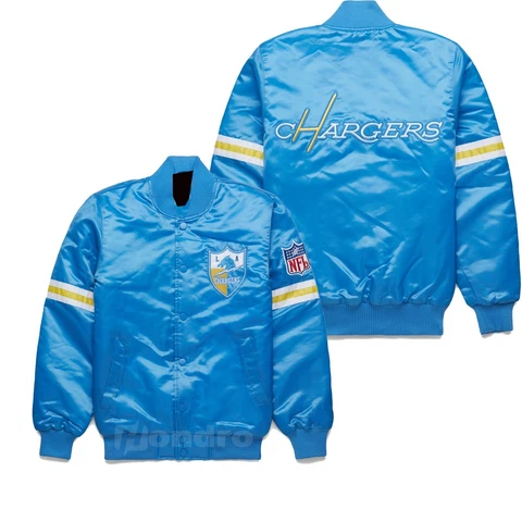 Los Angeles Chargers NFL  Satin Jacket Embroidery logos Full Snap-Up Cover
