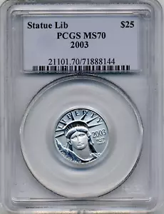 2003 US .9995 Fine Platinum 1/4 oz Eagle Coin - PCGS MS70 - Picture 1 of 2