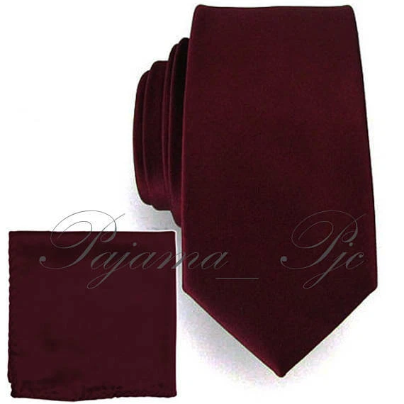 Juego de corbata y pañuelo cuadrado de bolsillo borgoña oscuro de 2,75" pulgadas 2000 mm para hombre Foto 1 de 1