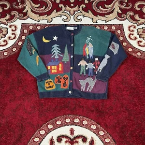 Vintage Design Options Philip & Jane Gordon Halloween Fall Knit Cardigan Size XL - Picture 1 of 17