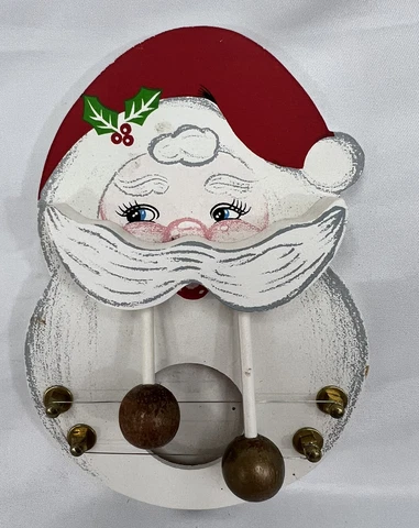 VINTAGE WOOD Hand Painted Santa Christmas MUSICAL DOOR CHIME HARP or Magnetic Cover