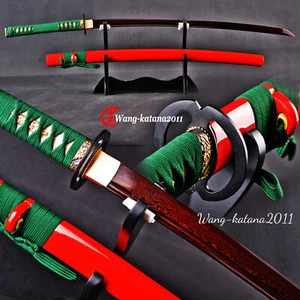 Blood Red Damascus Folded Steel Katana Battle Ready Japanese Samurai Sharp Sword - Picture 1 of 12