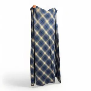 Eddie Bauer Vintage Women Blue Plaid Fleece Wool Wool A-Line Skirt Long 14 - Picture 1 of 9