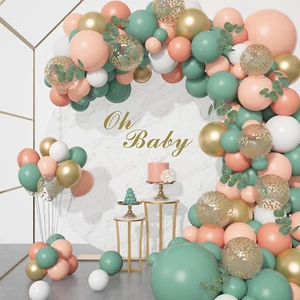 166Pcs Sage Olive Green Blush Peach Balloon Garland Arch Kit Orange White Green - Picture 1 of 12