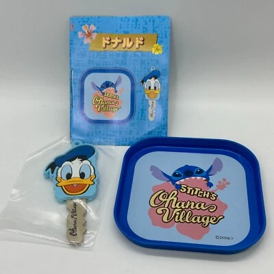 Disney Store JAPAN Stitch Ohana Village Novelty Plate & Key Cover set Donald - Image 1 of 2