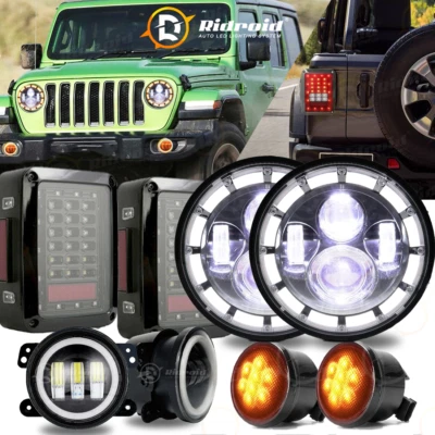 2007-2018 Para Jeep Wrangler JK JKU Combo Led Halo Farol Traseiro Luzes de Neblina - Imagem 1 de 4