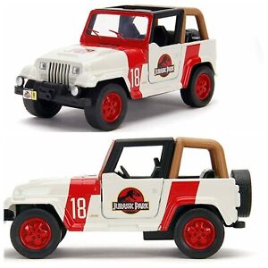 1/32 Jada Jeep Wrangler 18 Jurassic Park White 1992 Neuf Livraison Domicile