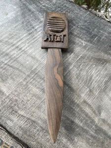 VTG Hand carved wooden letter opener AT&T logo & Mayan Motif ? 1980’s 8.5” Long - Picture 1 of 6