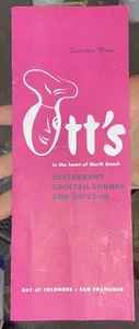 ca.1950's San Francisco, Calif. OTT'S Drive-In Restaurant Souvenir MENU: Bay St. - Picture 1 of 5