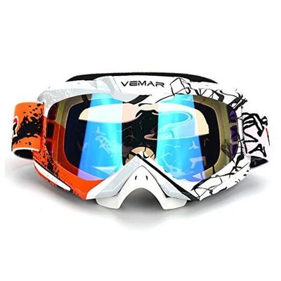 Gafas tácticas para montar blancas y naranjas para motocross ATV carreras moto de cross Foto 1 de 4